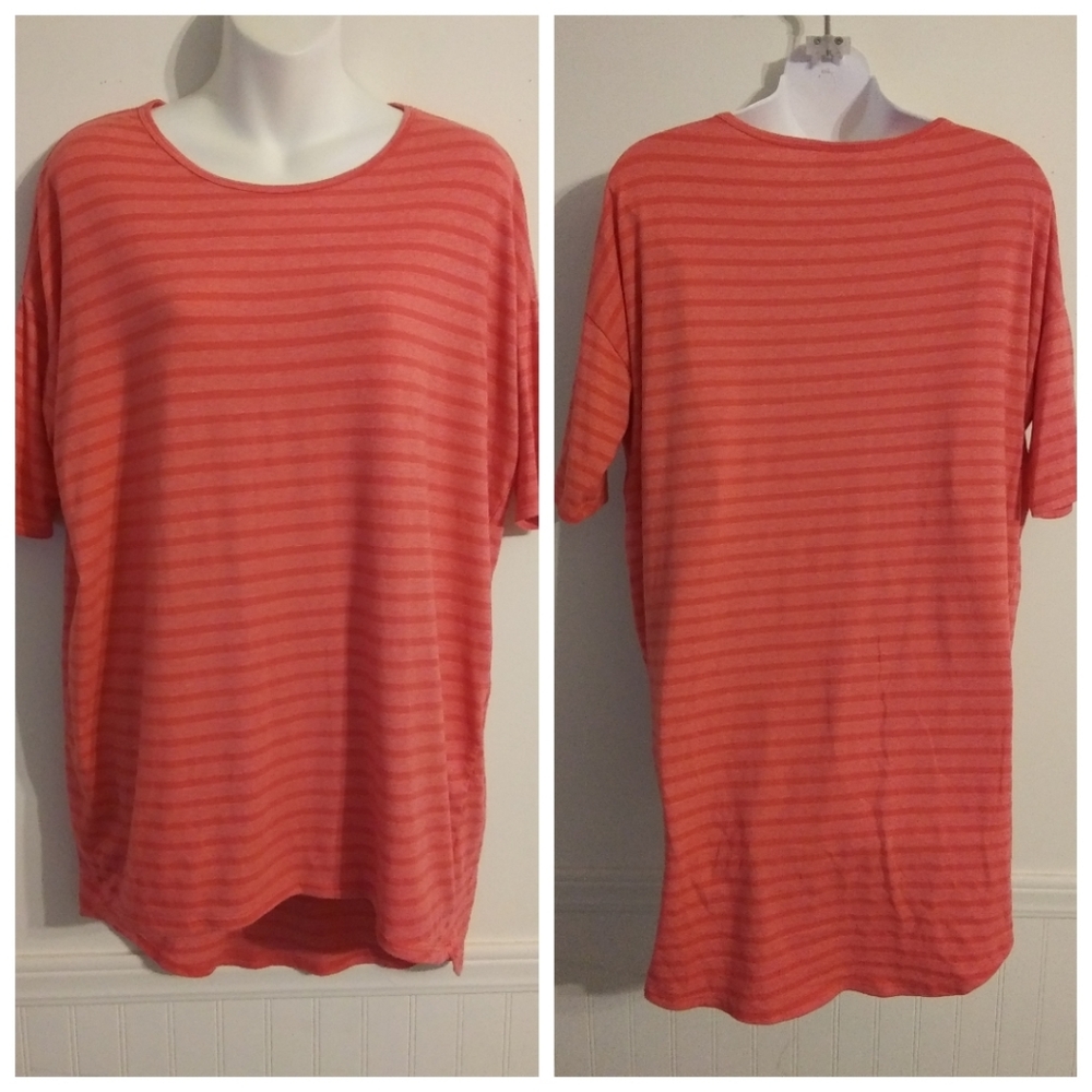LulaRoe Irma Striped Short Sleeve Hi Low Tunic